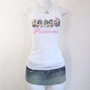 y2k camo princess graphic ribbed tank pink crown